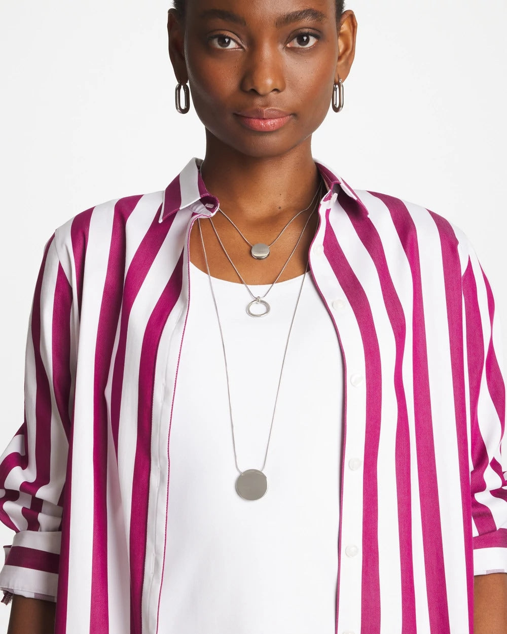 Silver Silver Triple Pendant Necklace