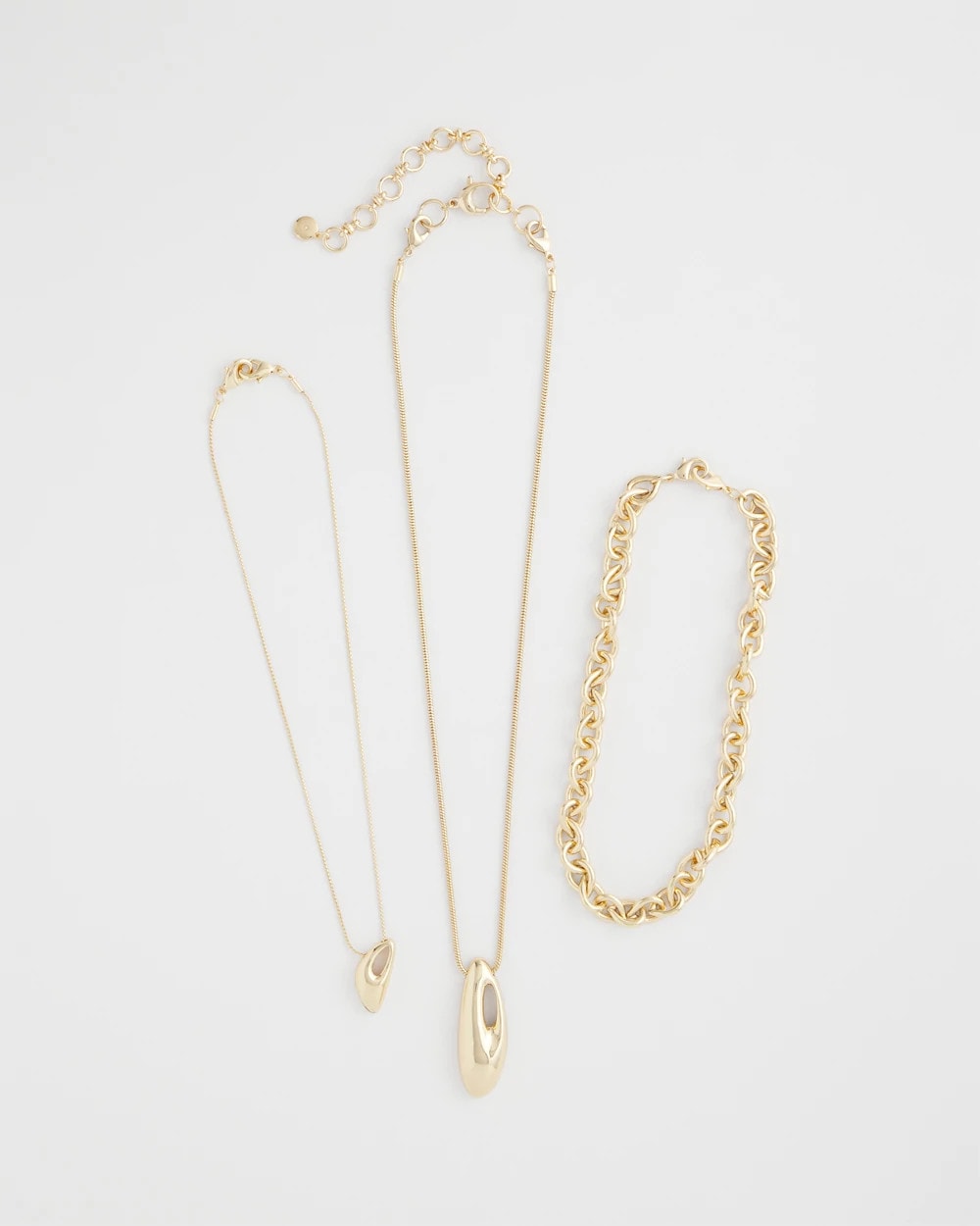Gold Convertible Three-Strand Pendant Necklace