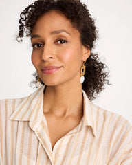 Gold Pearl Hammered Drop Earrings