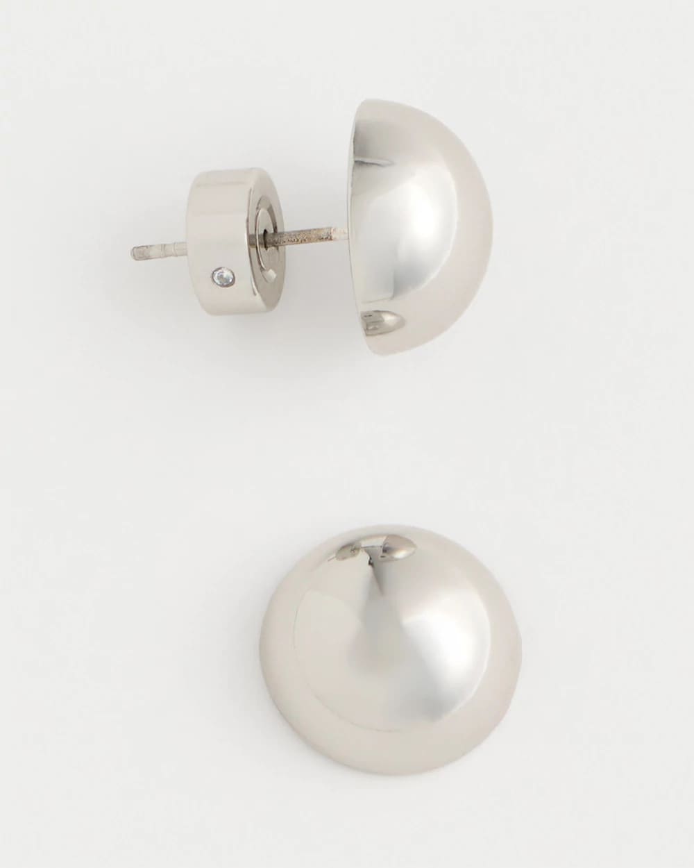 Silver Mini Silvertone Sphere Stud Earrings