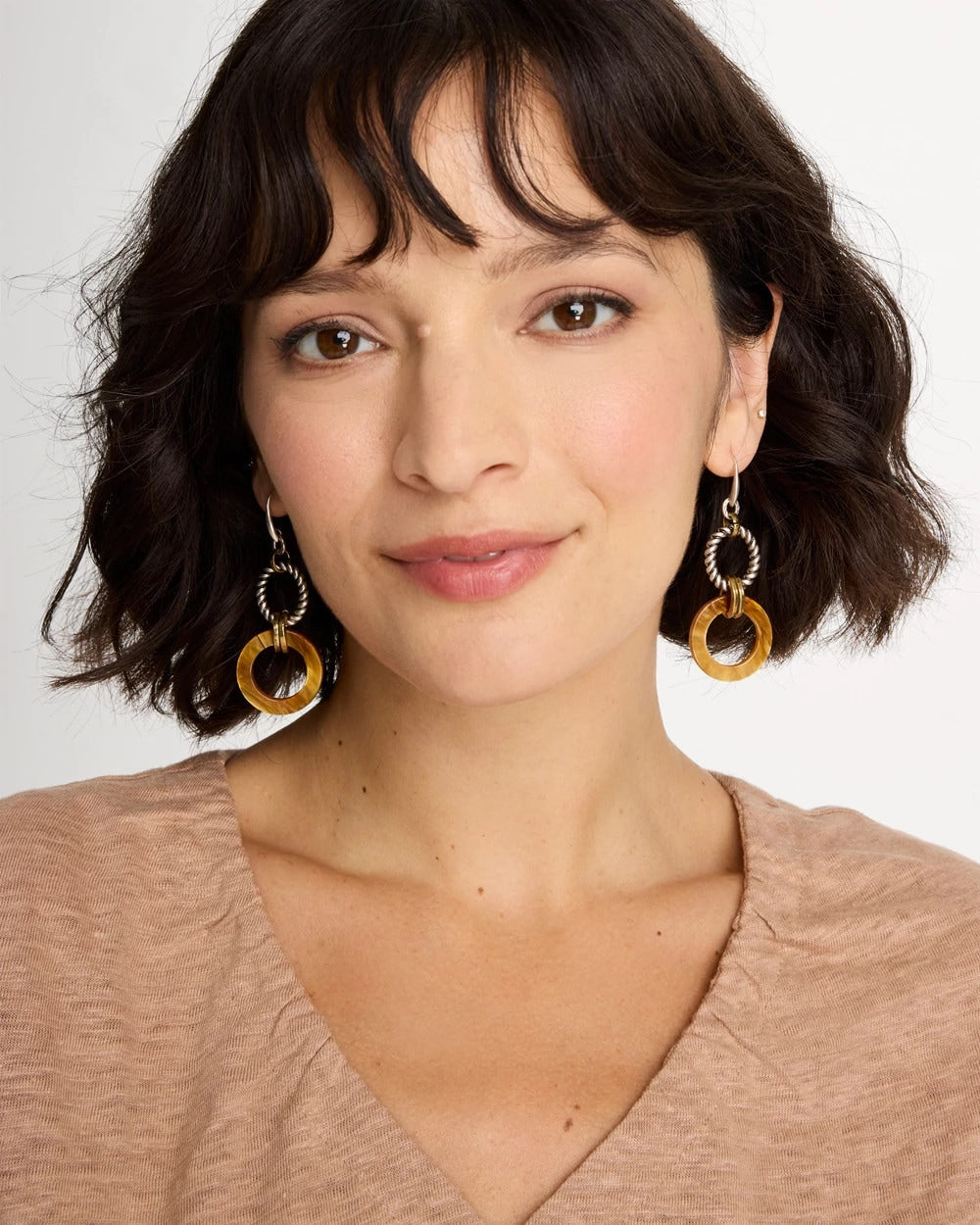 Neutral Linked Resin Drop Earrings