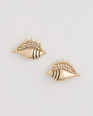 Gold Conch Stud Earrings