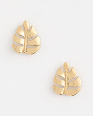 Gold Palm Frond Stud Earrings