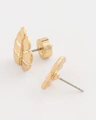 Gold Palm Frond Stud Earrings