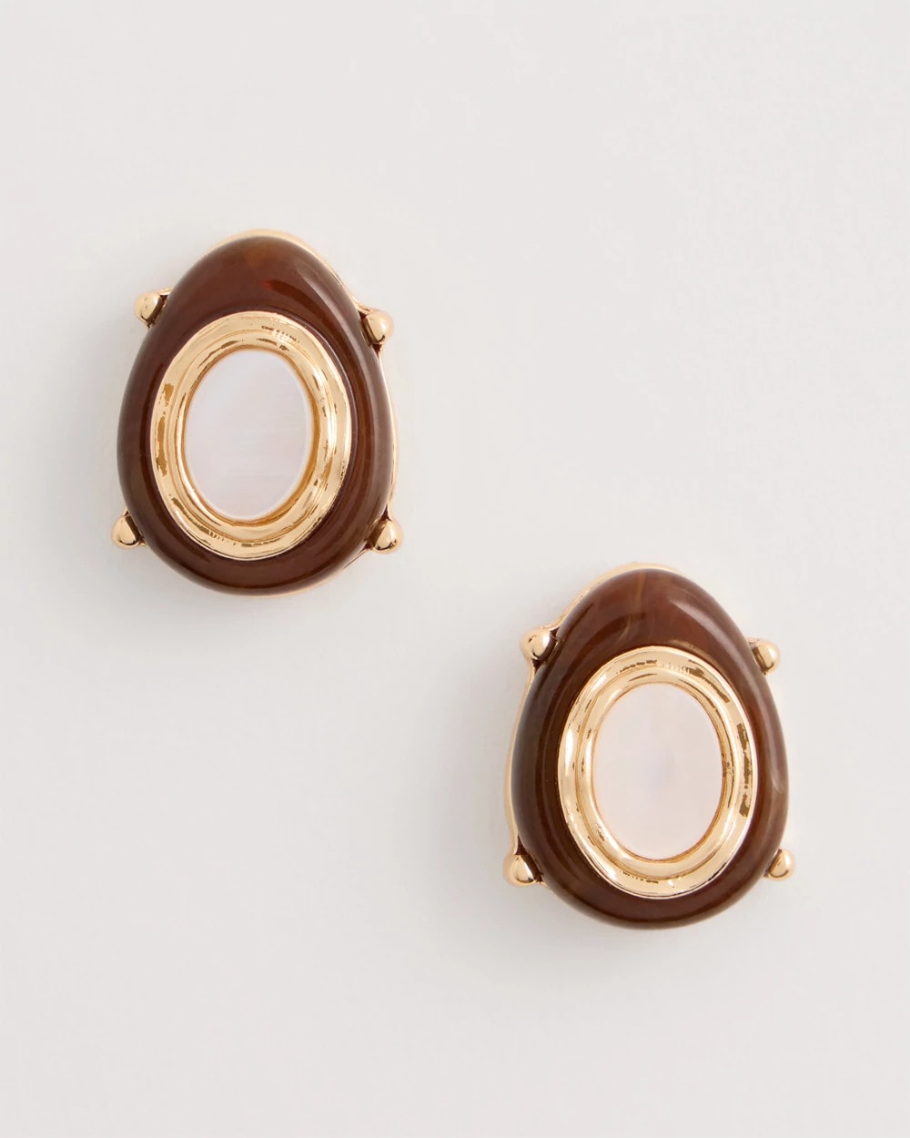 Brown Genuine River Shell Stud Earrings
