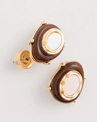 Brown Genuine River Shell Stud Earrings