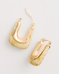Neutral Neutral Goldtone Square Hoop Earrings