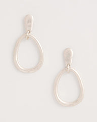 Silver Silvertone Open Circle Drop Earrings