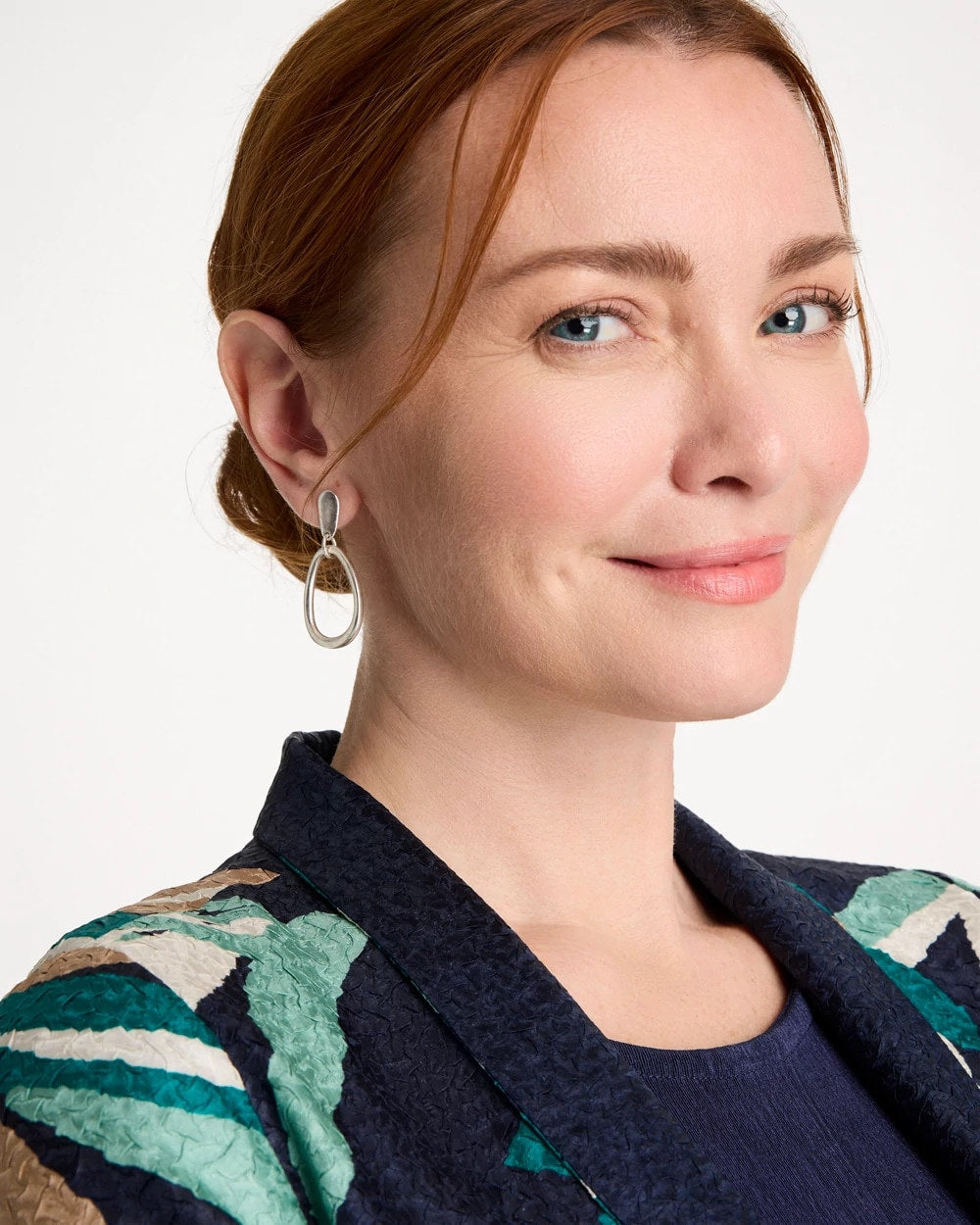 Silver Silvertone Open Circle Drop Earrings