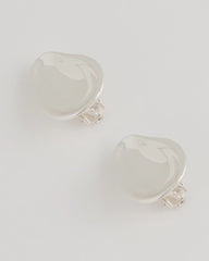 Silver Silvertone Stud Clip-On Earrings