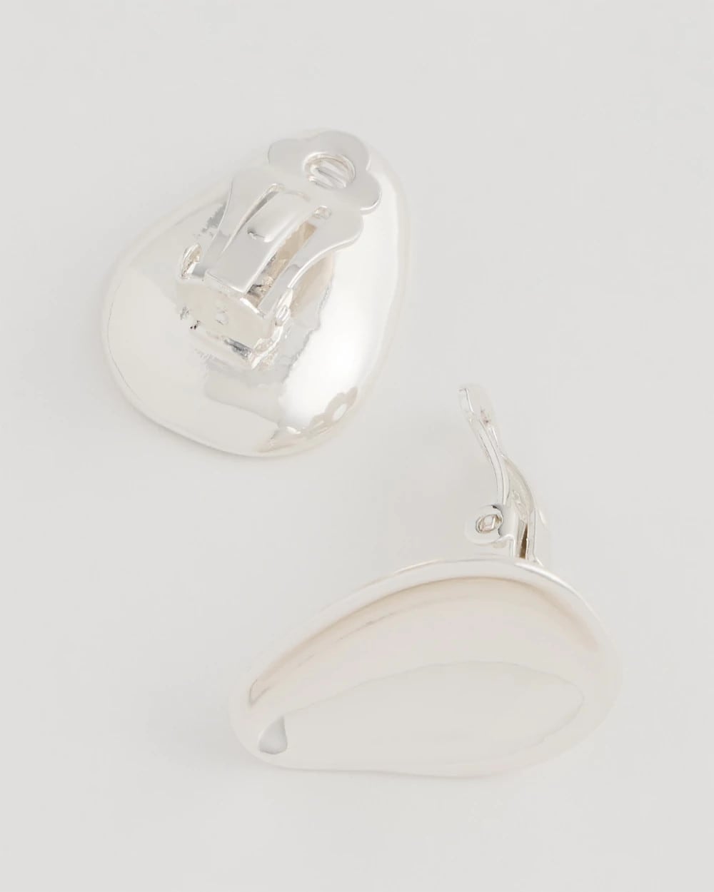 Silver Silvertone Stud Clip-On Earrings