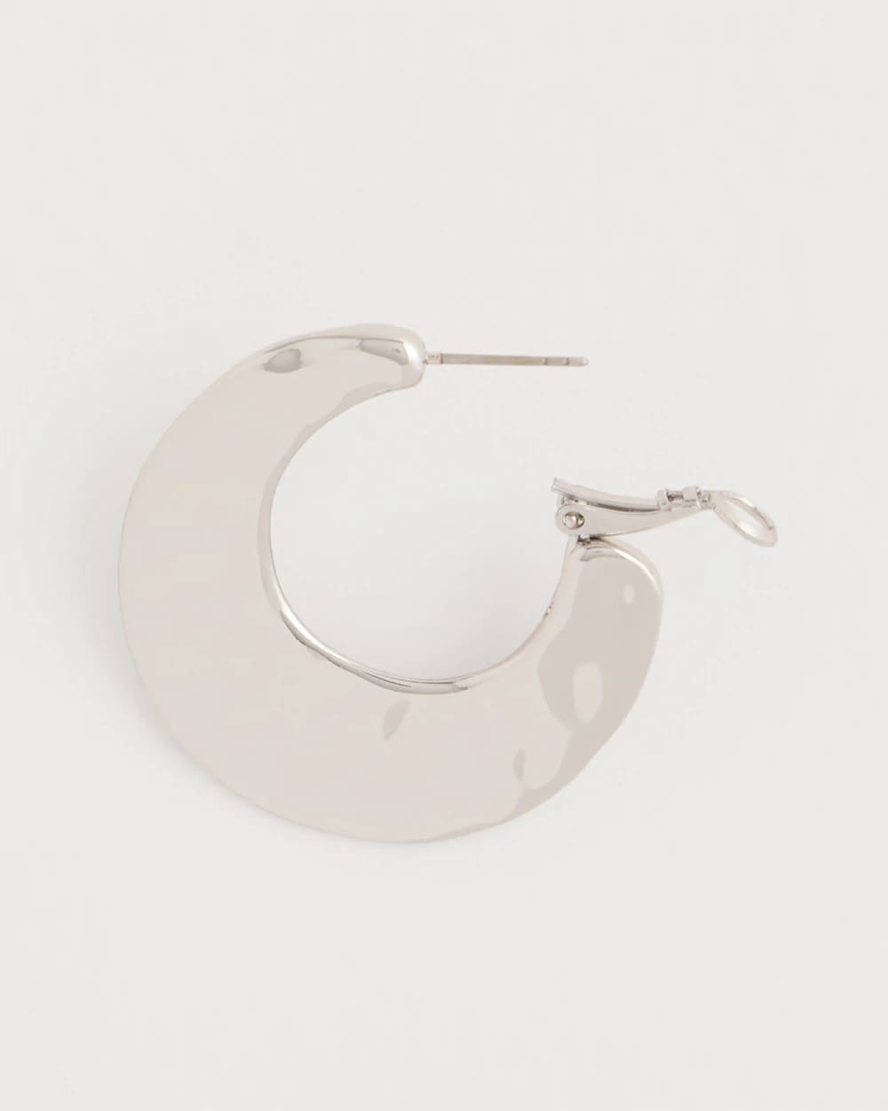 Silver Hammered Hoop Earrings