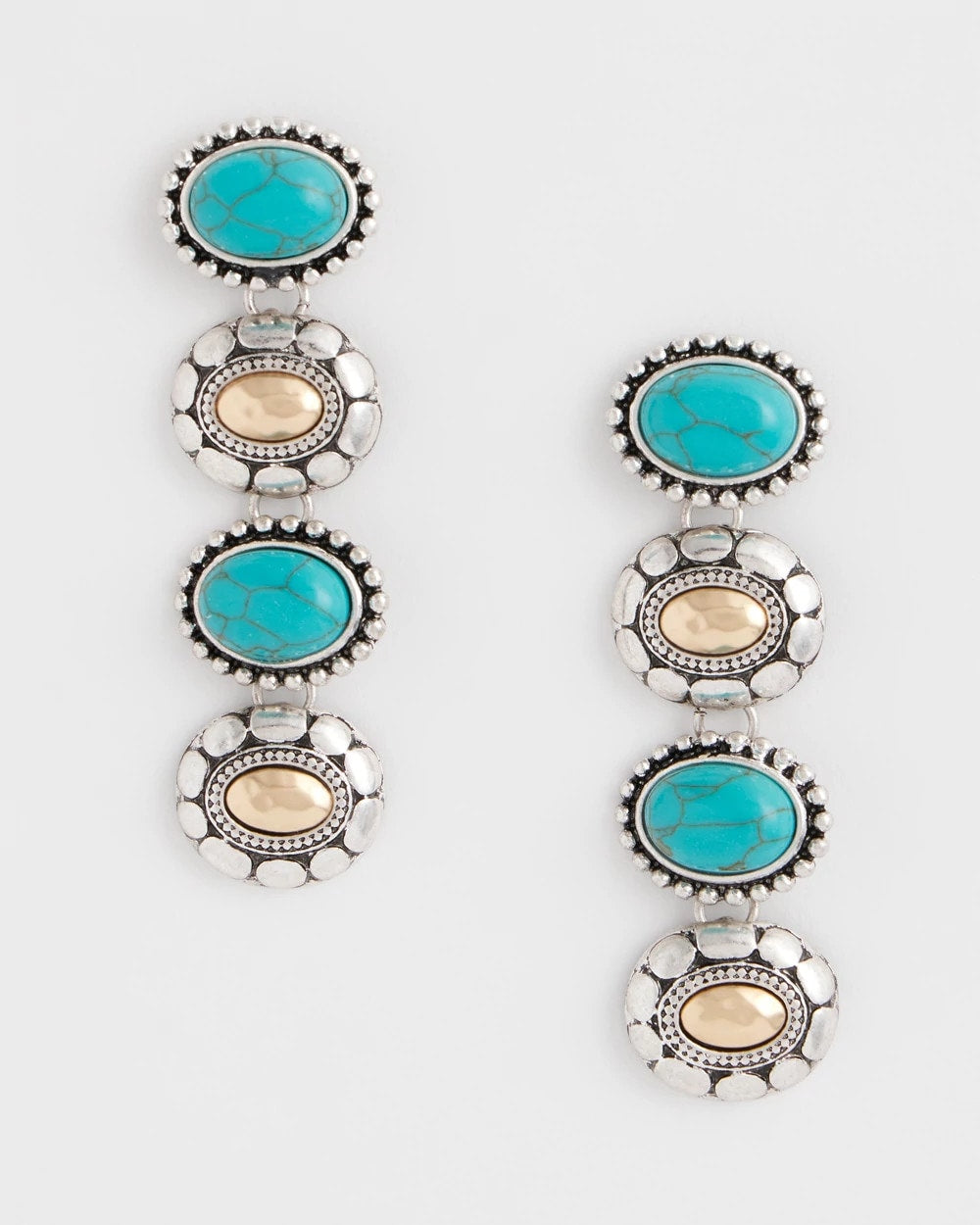 Turquoise Turquoise Mixed Metal Linear Earrings