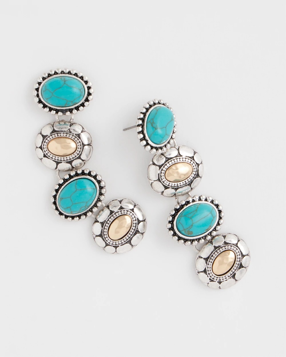 Turquoise Turquoise Mixed Metal Linear Earrings
