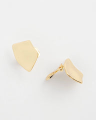 Gold Gold Fan Clip On Earrings
