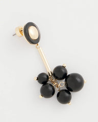 Black Linear Black Bead Cluster Earrings