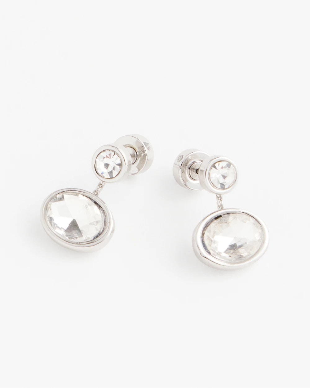 Silver Silvertone Bezel Stud Earrings