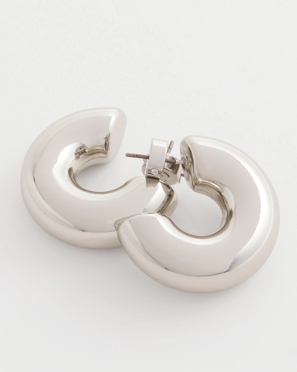 Silver Silver Puff Hoop Earrings