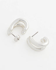 Silver Silver Double Mini Hoop Earrings