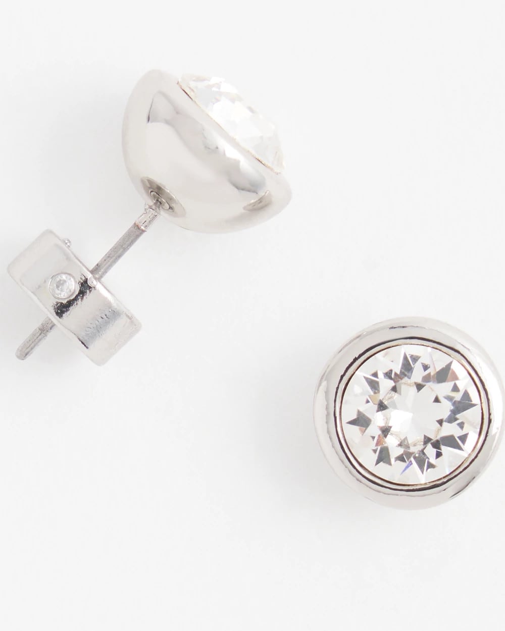 Silver Silver Tone Crystal Stud Earrings