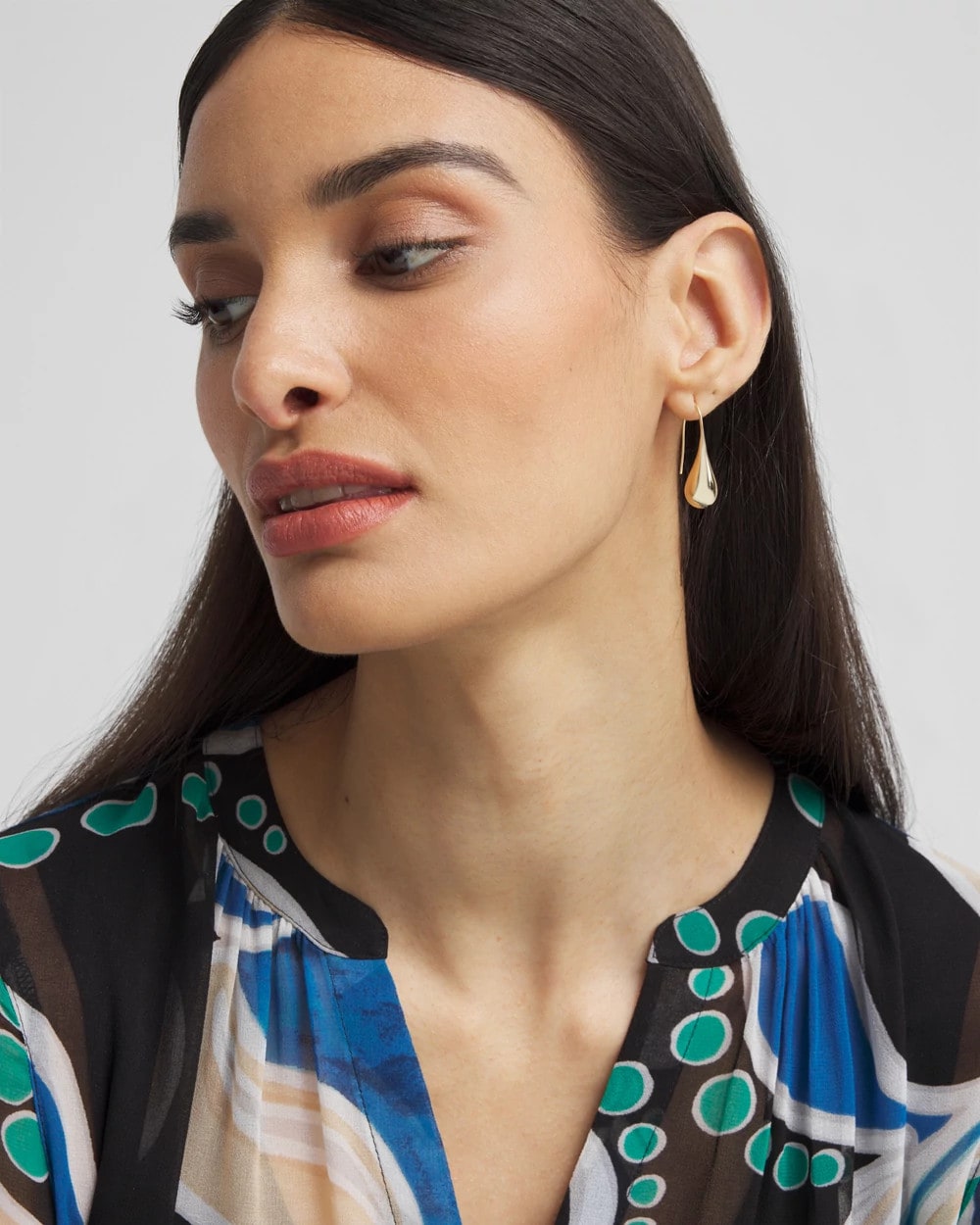 Gold No Droop™ Gold Tone Teardrop Threader Earrings