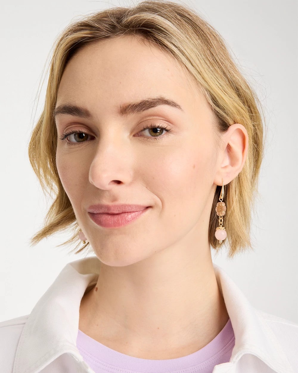 Orchid Flower Beaded Drop Earrings