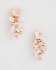 Pink Pink Flower Cluster Drop Earrings