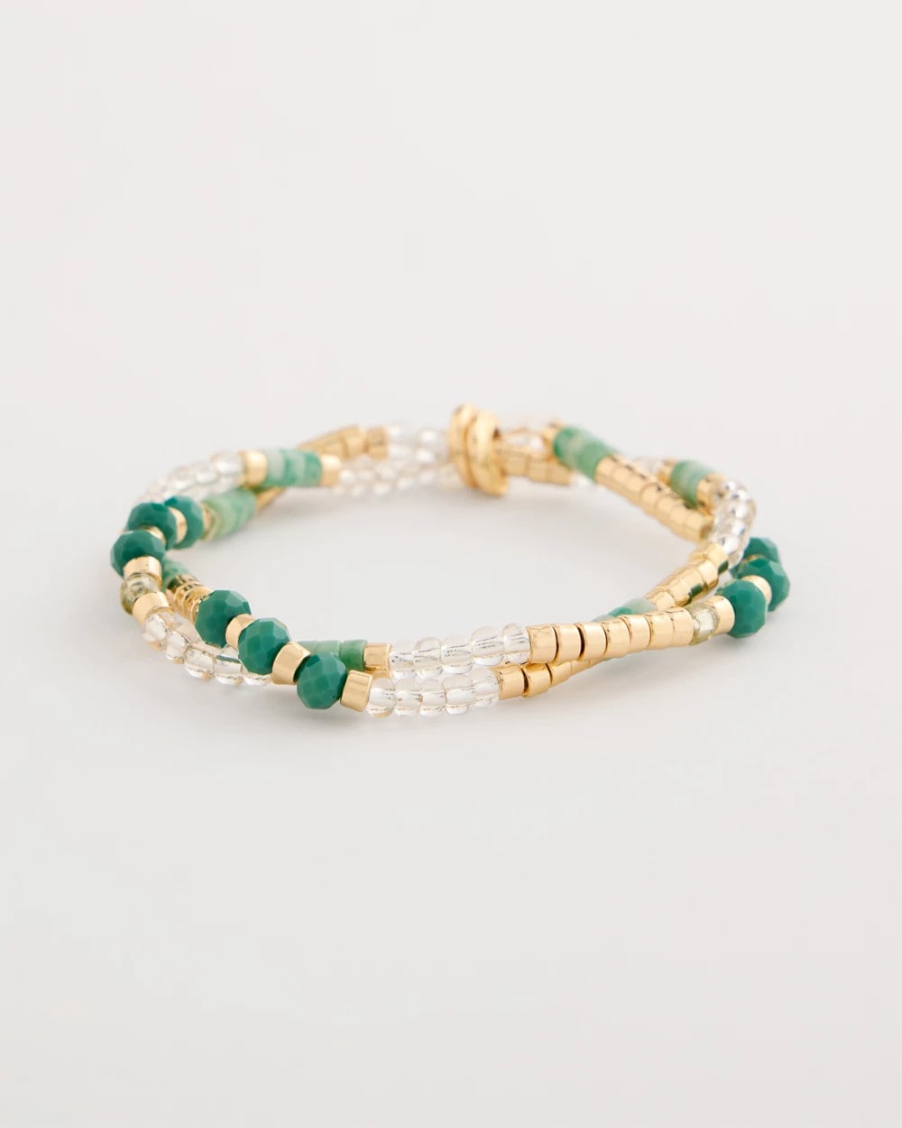 Green Genuine Howlite Beaded Stretch Bracelet