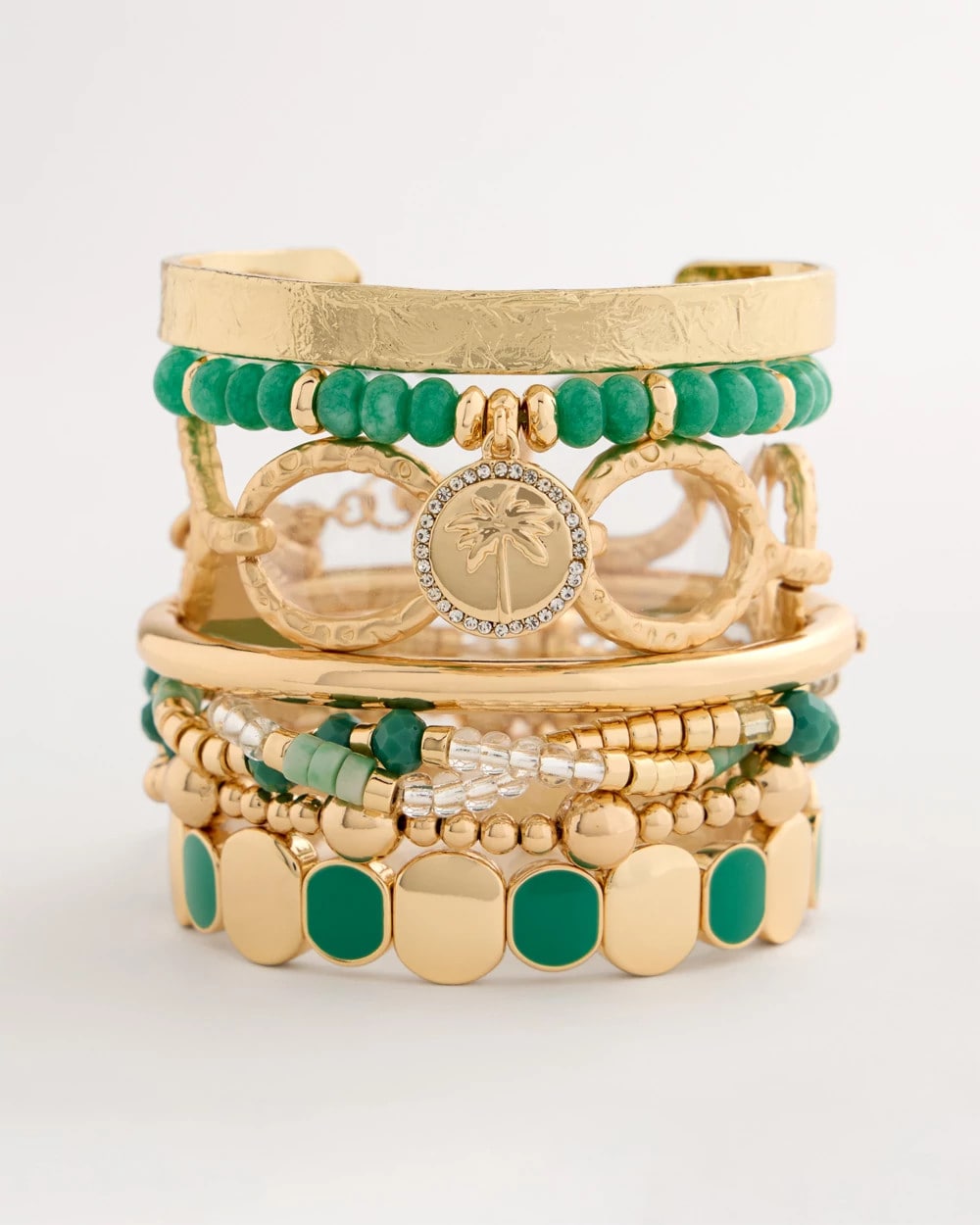 Green Genuine Howlite Beaded Stretch Bracelet