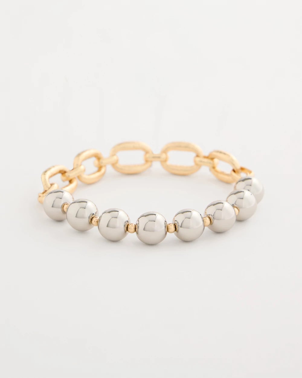 Mixed Metals Mixed Metal Chain Bead Stretch Bracelet