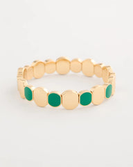 Green Green Goldtone Glam Stretch Bracelet