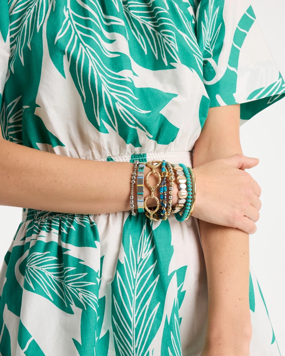 Teal Genuine Teal Tiger's Eye Stretch Bracelet