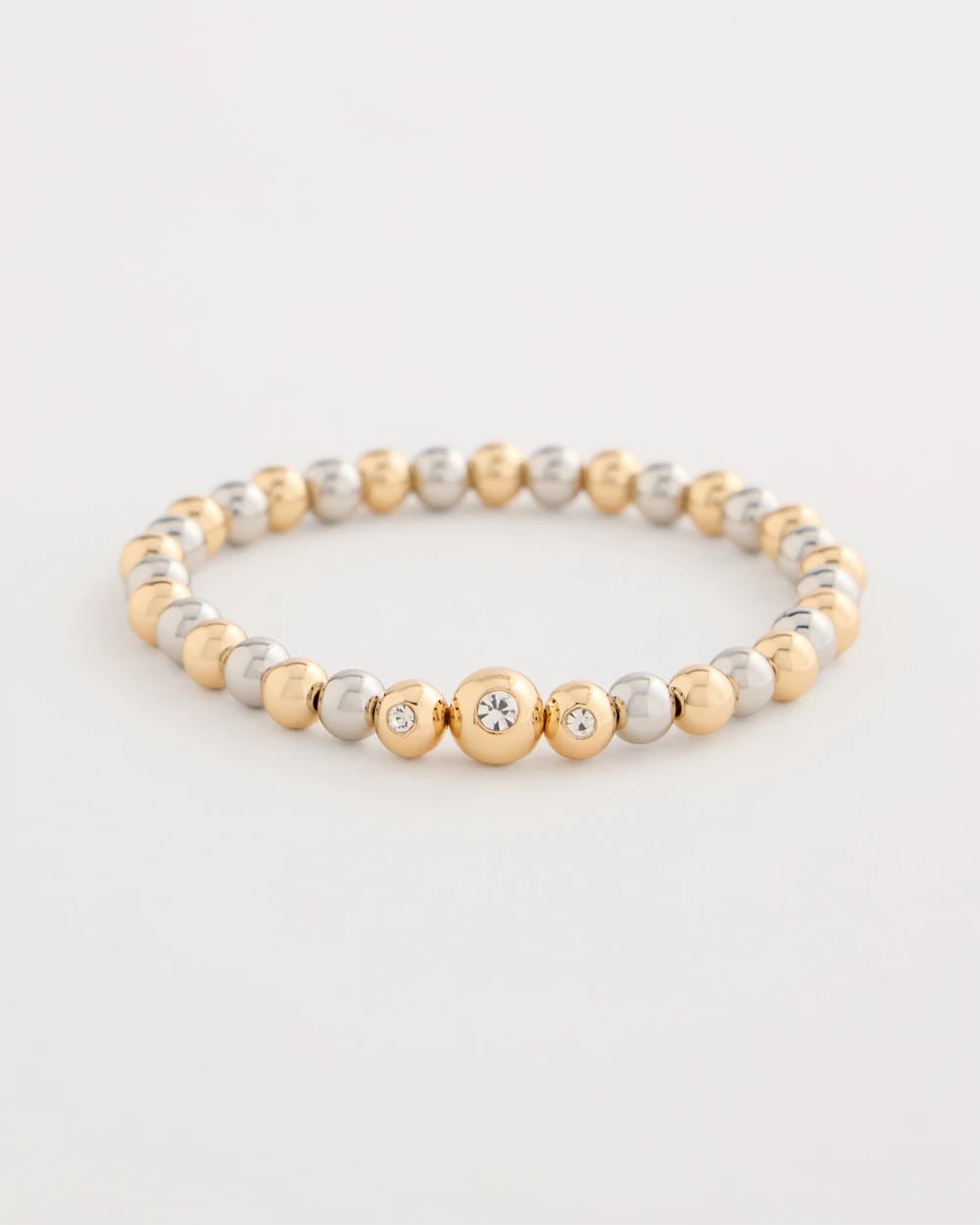 Mixed Metals Mixed Metal Beaded Stretch Bracelet