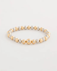 Mixed Metals Mixed Metal Beaded Stretch Bracelet