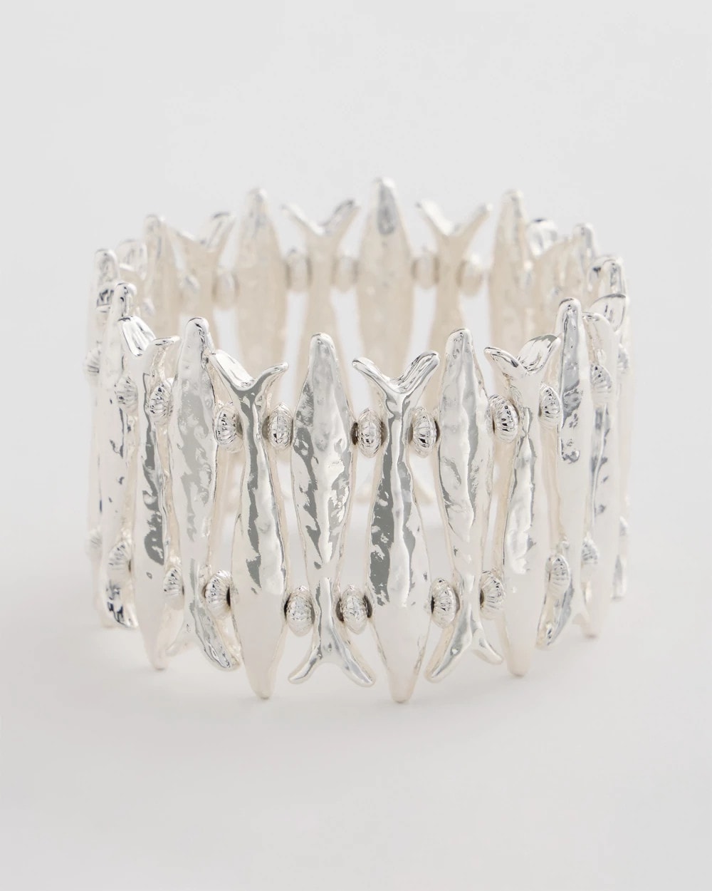 Silver Silvertone Fish Stretch Bracelet