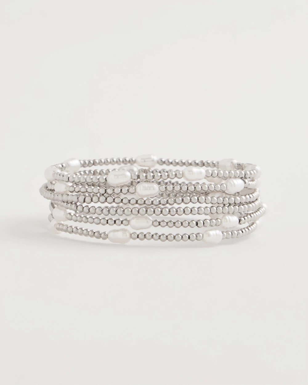 Silver Pearlescent Bead Ball Bracelet