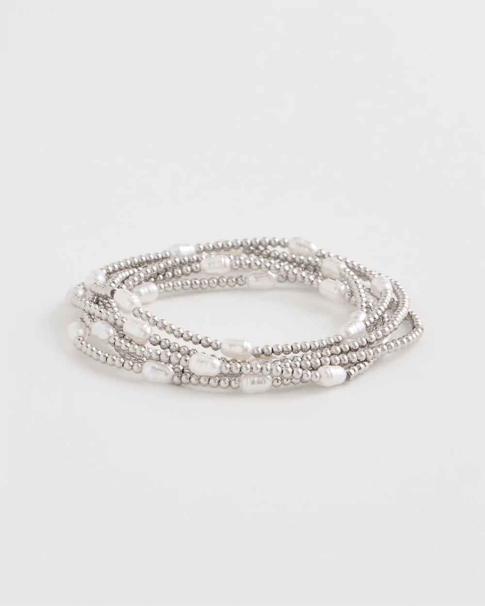 Silver Pearlescent Bead Ball Bracelet