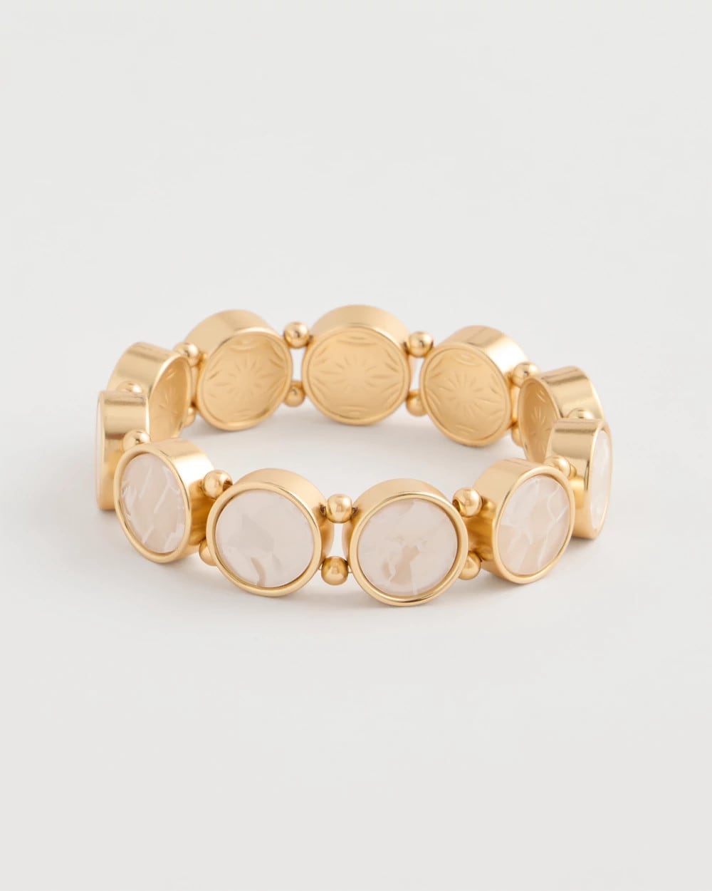 Gold Pearlescent Goldtone Stretch Bracelet
