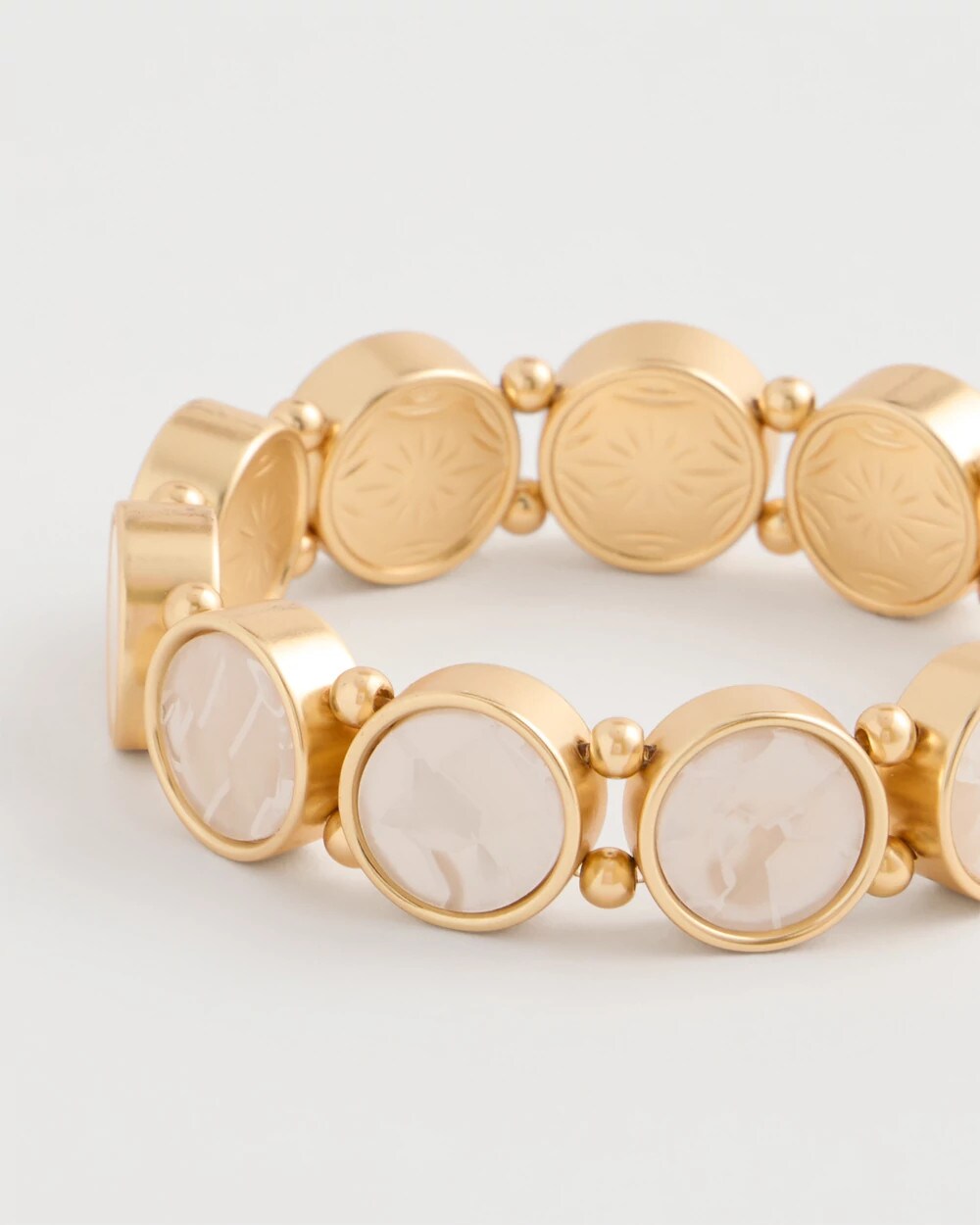 Gold Pearlescent Goldtone Stretch Bracelet
