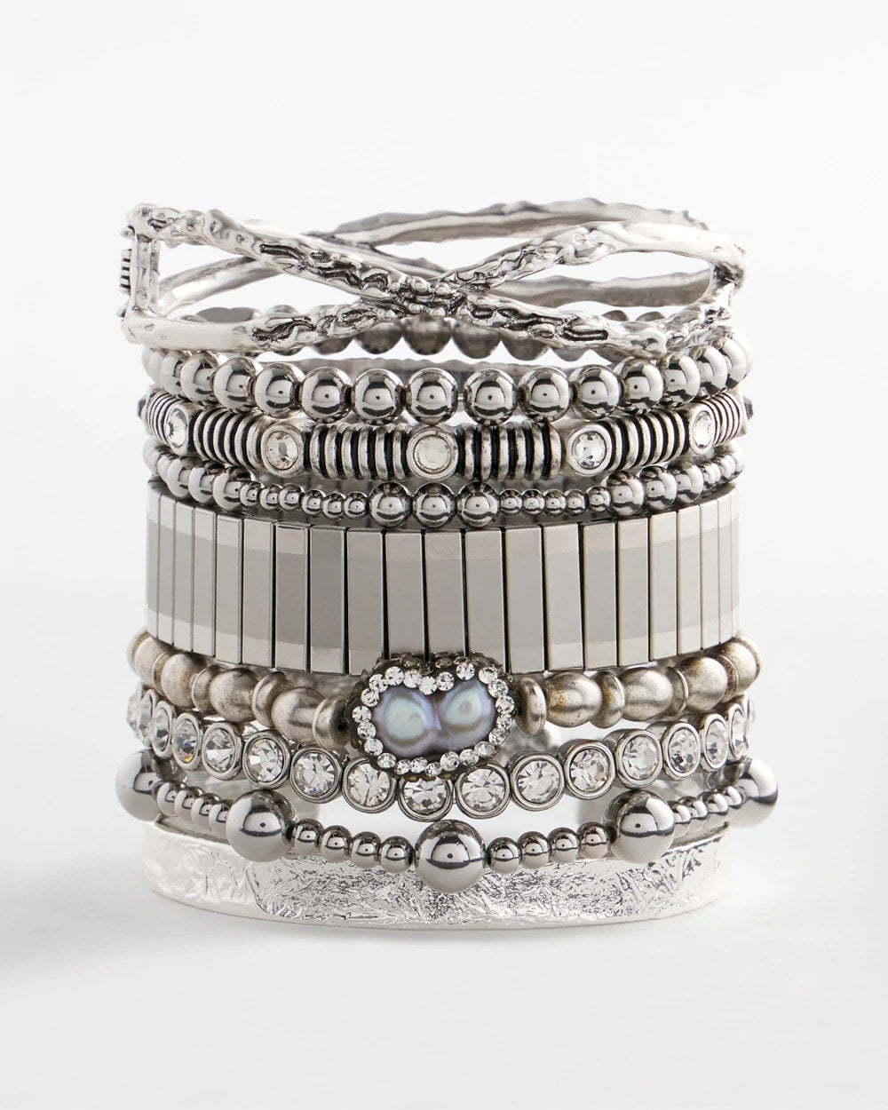 Silver Silvertone Flexible Cuff Bracelet