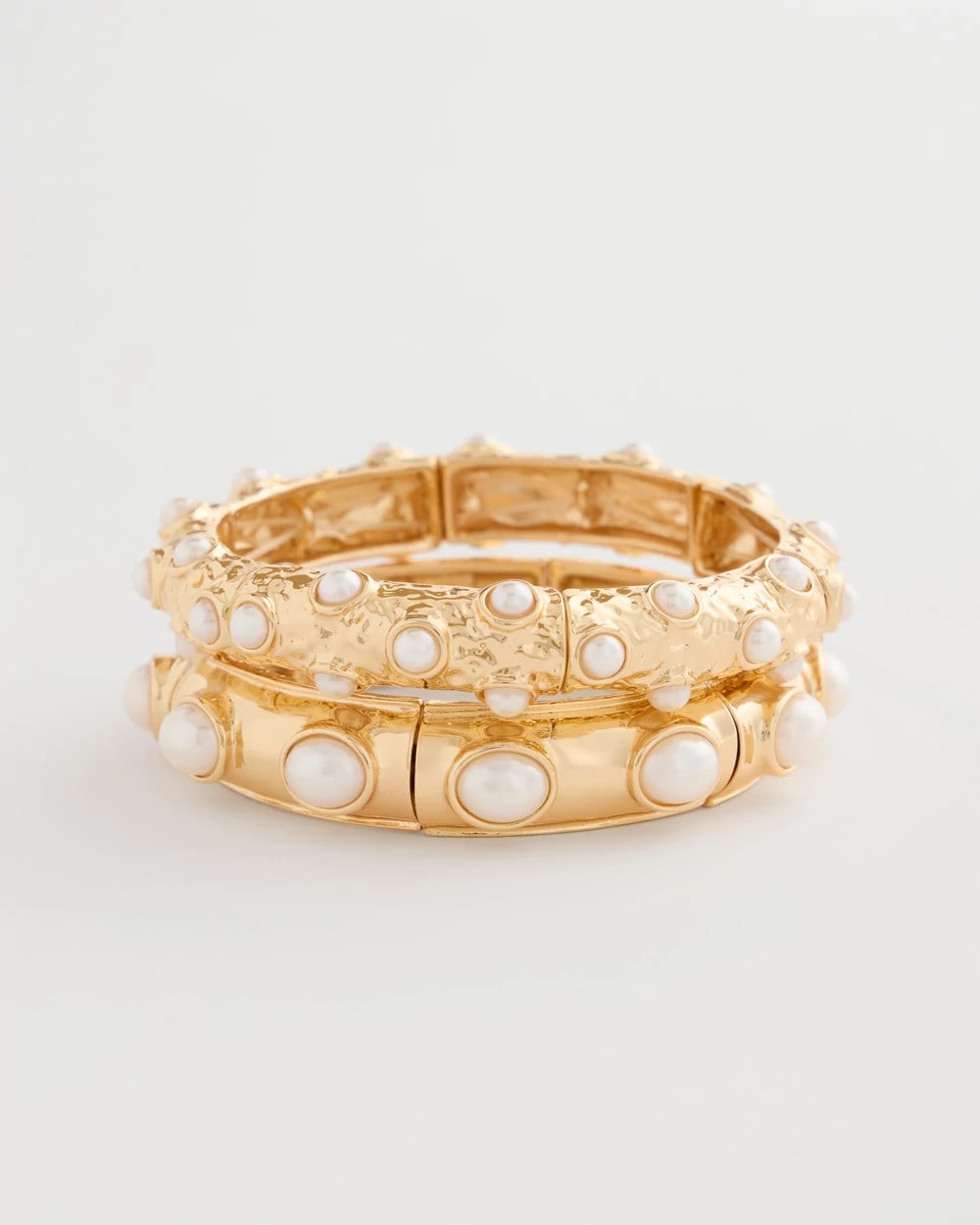 Gold Stretch Cuff Bracelet Set of Two