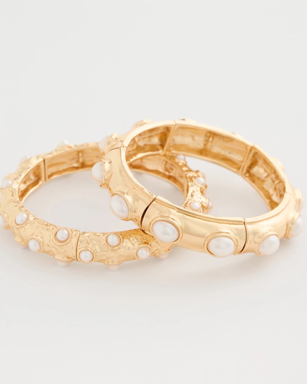Gold Stretch Cuff Bracelet Set of Two
