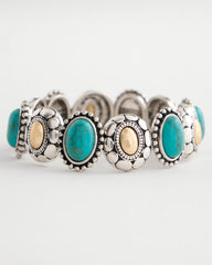 Turquoise Turquoise Mixed Metal Stretch Bracelet