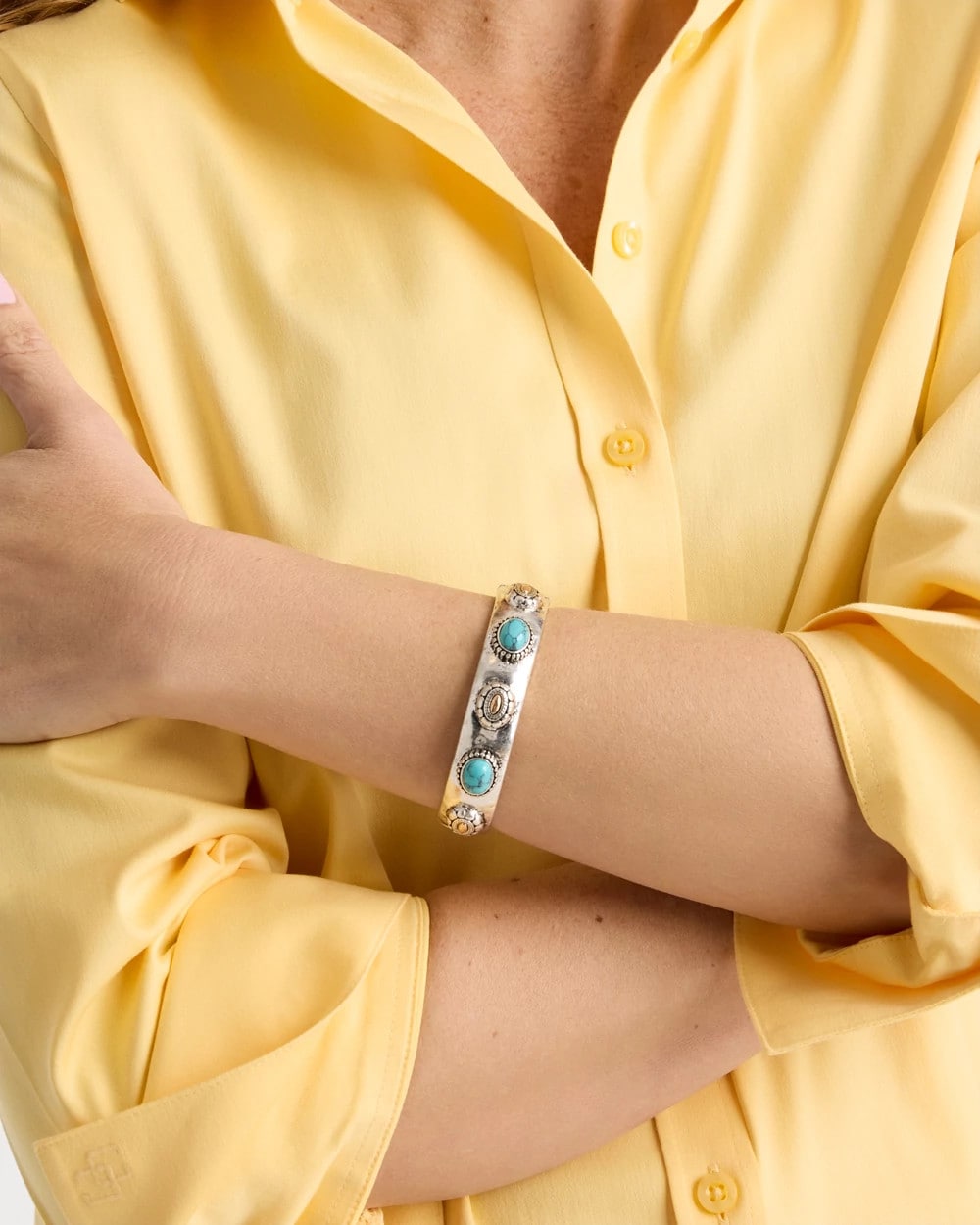 Turquoise Turquoise Mixed Metal Bangle