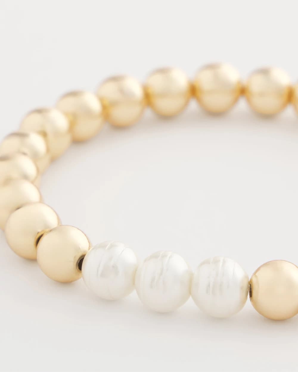 Pearl Goldtone Bead Stretch Bracelet