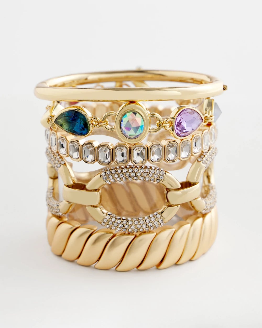 Gold Large Pave Link Toggle Bracelet