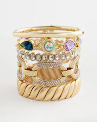 Gold Large Pave Link Toggle Bracelet