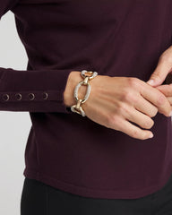 Gold Large Pave Link Toggle Bracelet