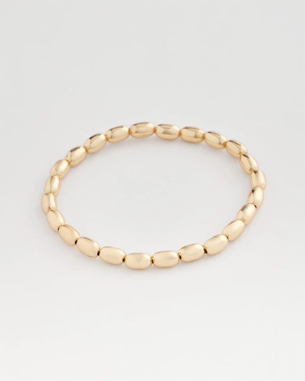 Gold Goldtone Oval Beaded Stretch Bracelet