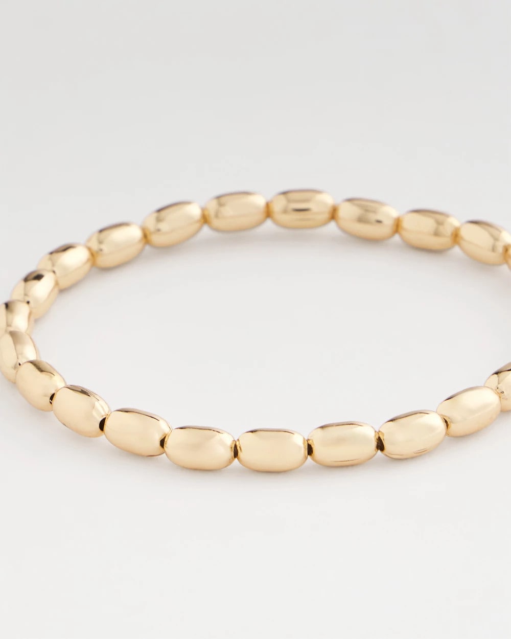 Gold Goldtone Oval Beaded Stretch Bracelet